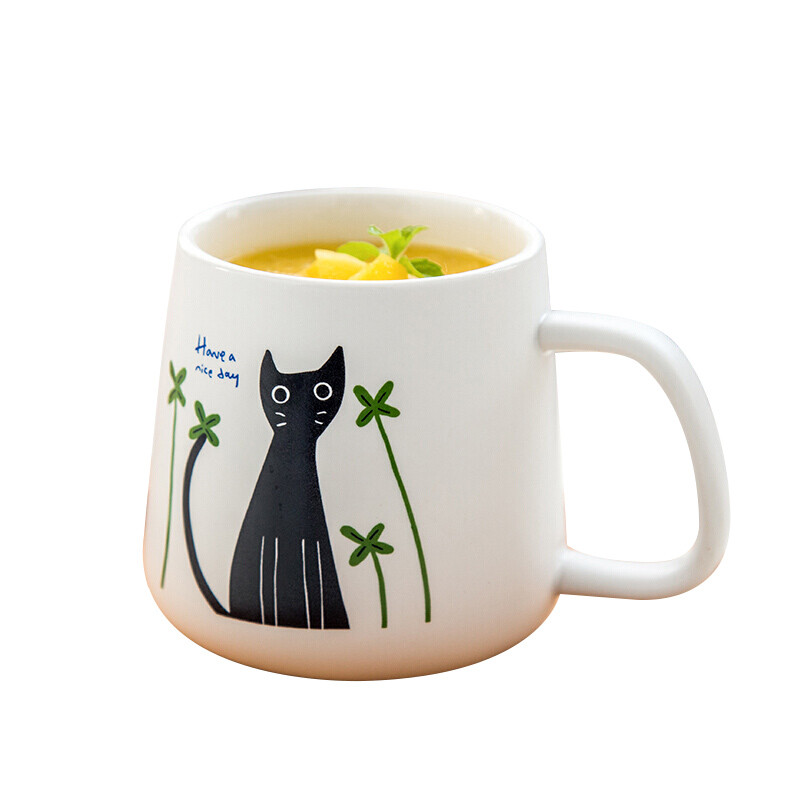 亿嘉IJARL 创意陶瓷杯子情侣水杯咖啡杯马克杯牛奶杯 猫国物语 黑猫