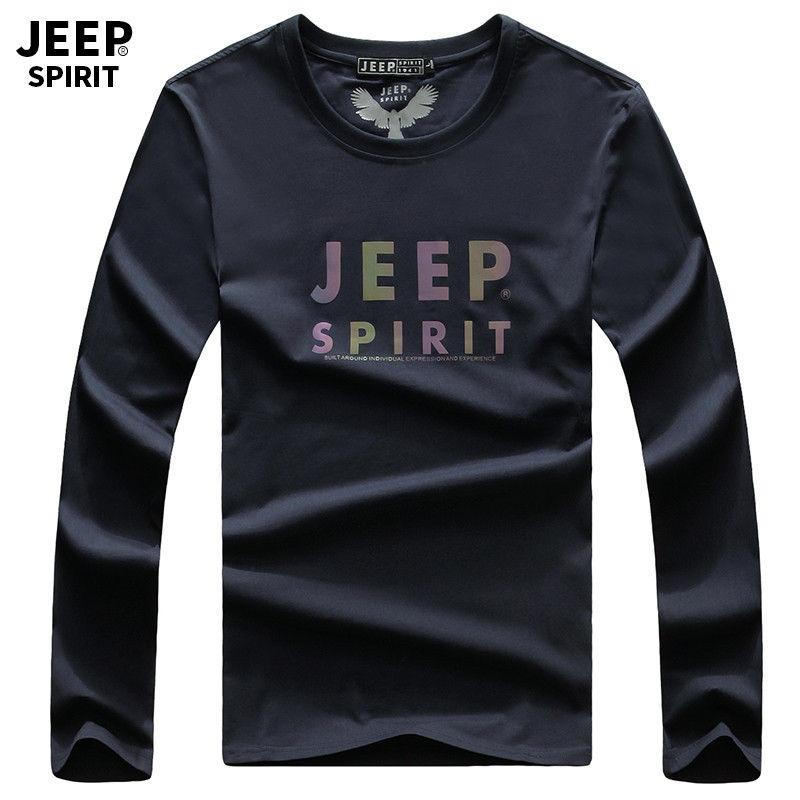 JEEP/吉普长袖T恤男2019秋季新款休闲长袖韩版休闲体恤打底衫 3XL 蓝色