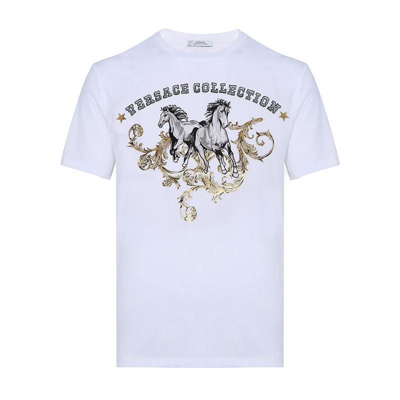 VERSACE COLLECTION 范思哲 男款棉质圆领短袖T恤 V800683R VJ00608 V7001-白色 L