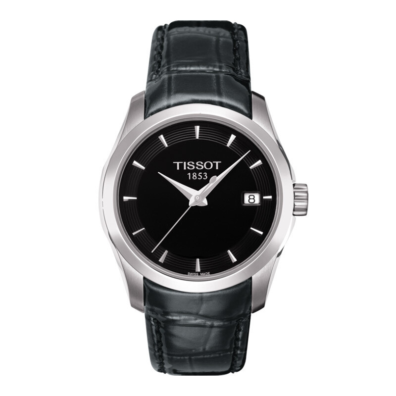 天梭(TISSOT) 瑞士手表 库图系列石英女士手表情侣表 T035.210.16.051.00 黑色