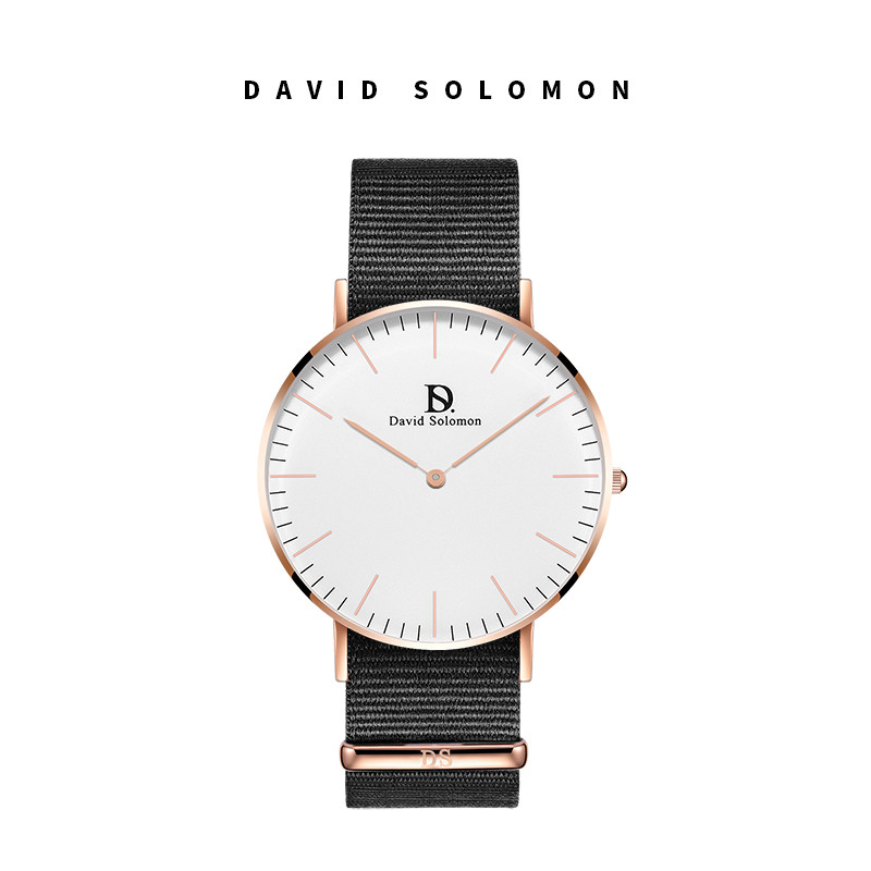 David Solomon手表时尚商务石英男表 白面黑色经纶 白面黑色经纶