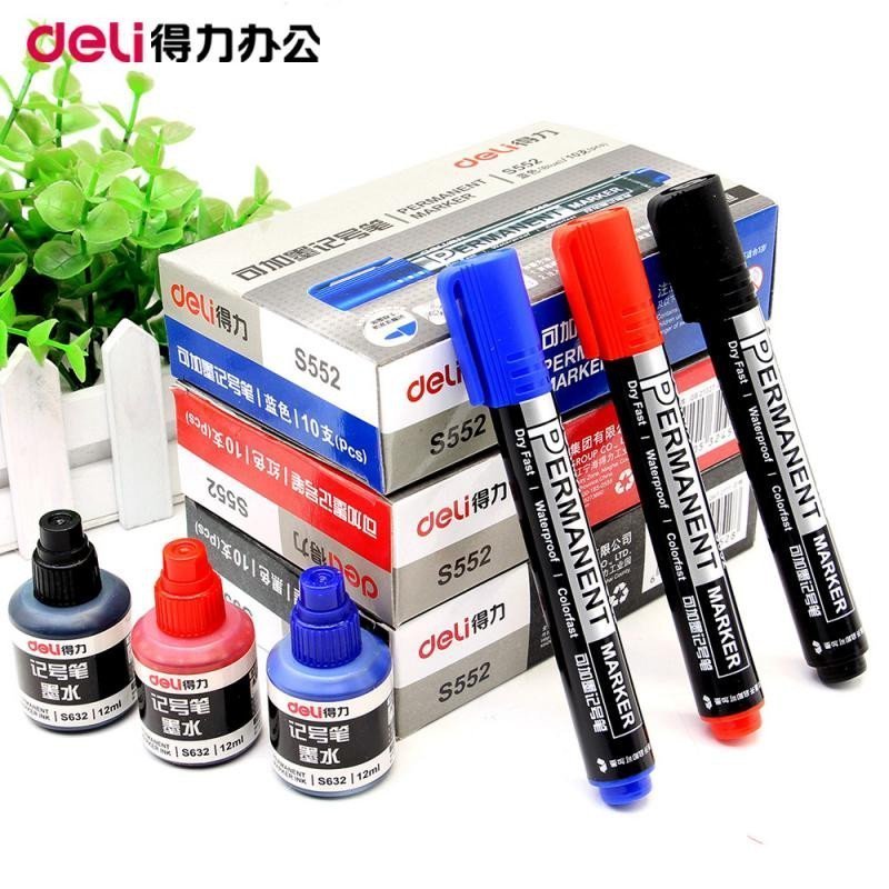 得力（deli）S632记号笔J水(黑,红，蓝)(20瓶/盒）（盒）得力S632 黑色