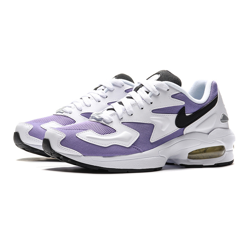 NIKE女鞋休闲鞋AIR MAX 2 LIGHT复古撞色老爹运动鞋AO3195 AO3195-100白色+黑+中紫+脉冲橙 35.5码