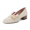 20春夏新款 BALLY 巴利 女士铆钉装饰牛皮可踩脚粗跟单鞋 JANELLE 30 TRUNK 08-骨白色 3
