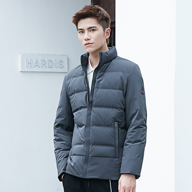 冰洁2019秋季新品一手长羽绒服男时尚羽绒外套鸭绒J90141001 185/100A 灰墨色8057