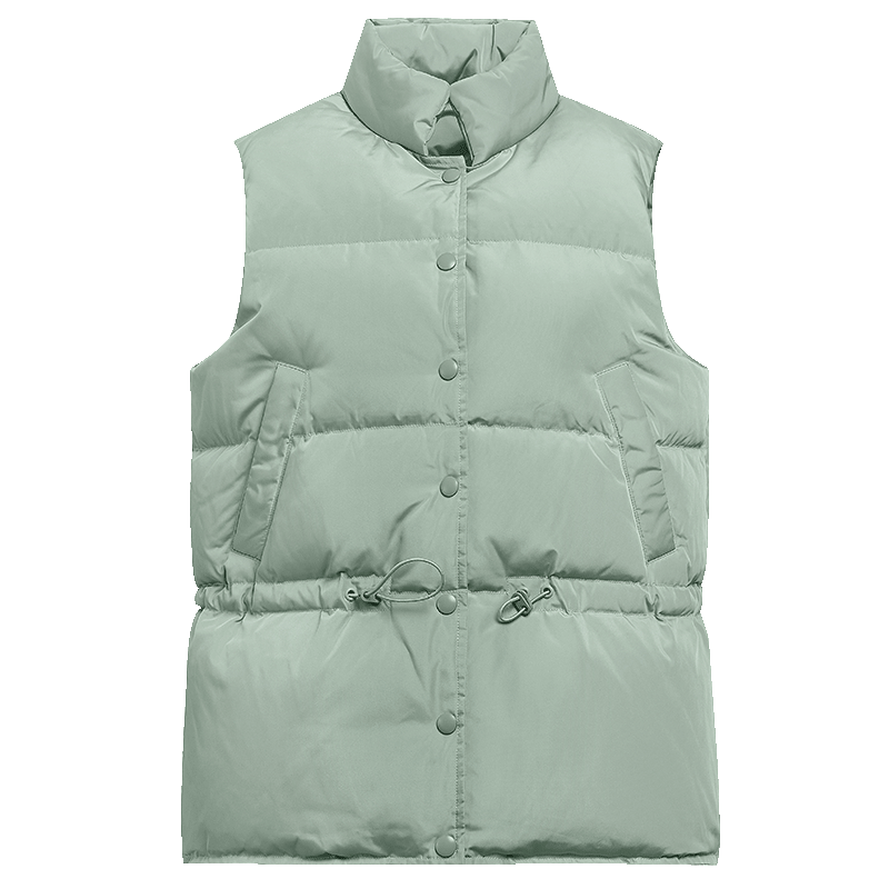 yaloo/雅鹿羽绒马甲女短款韩版冬装宽松面包服加厚保暖冬季外套潮_1 L 浅绿色