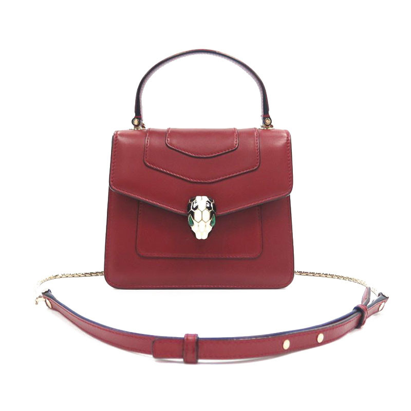 【预售】Bvlgari/宝格丽 女款单肩斜挎手提蛇头包 小号 红色