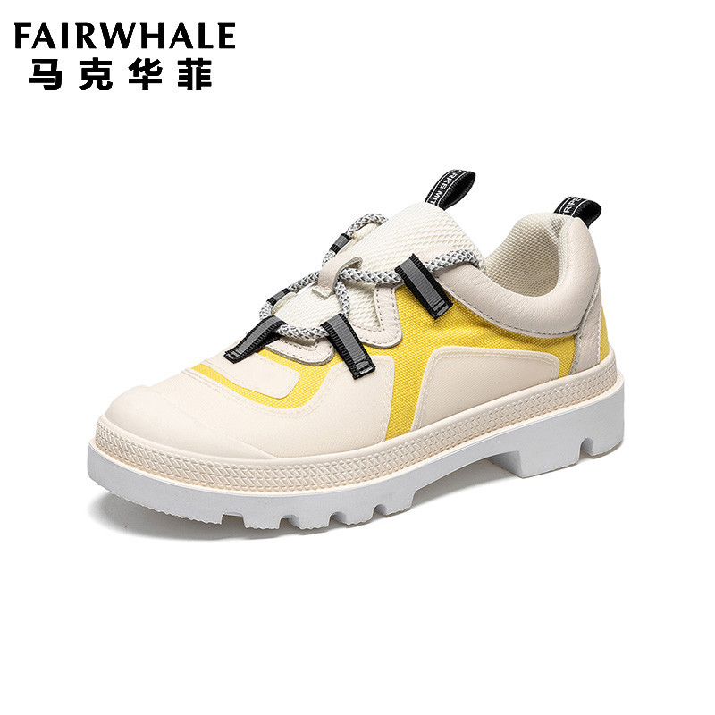 马克华菲女鞋女鞋板鞋2019秋款#799395069011 浅黄 37码