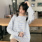 2019夏季女装新款短袖T恤女圆领韩版宽松t桖上衣套头时尚印花中长款街头气质女 432蓝色 均码