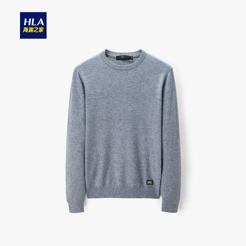 HLA海澜之家基础净色长袖毛衫2019秋季经典圆领温暖毛衫男 HNZAD3R100A 中灰A2 165/84A/S