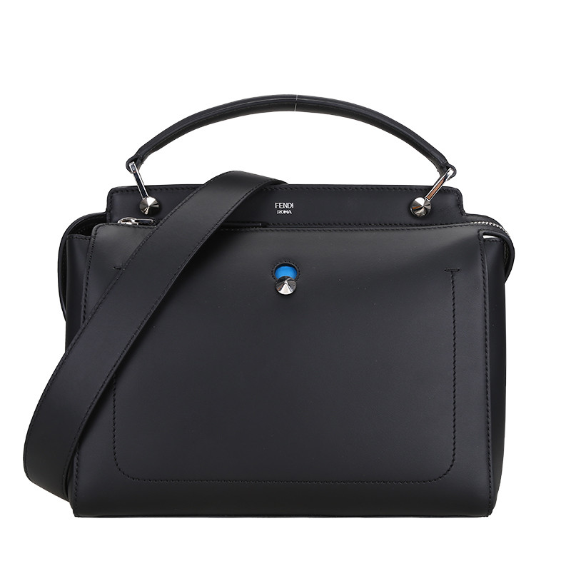 FENDI/芬迪 女包DOTCOM锥形铆钉手拎斜挎包 8BN293 黑色
