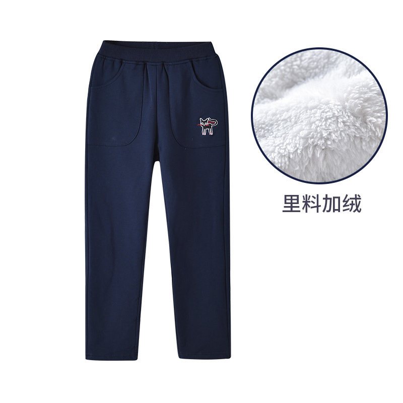 铅笔俱乐部童装2019冬季新款女童中腰加绒保暖长裤中大童棉裤_1 110 深蓝