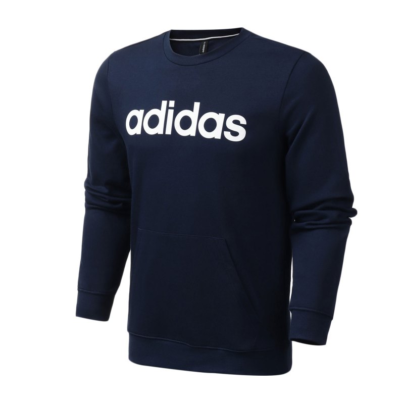 adidas阿迪达斯NEO男装logo款运动服休闲长袖套头衫圆领卫衣EI4735 L EI4735蓝色