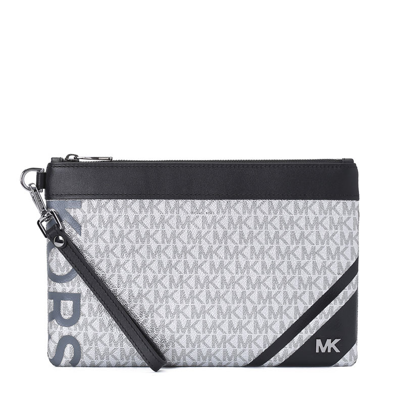 MK Jet Set Mens 手腕包 印花LOGO款 白色