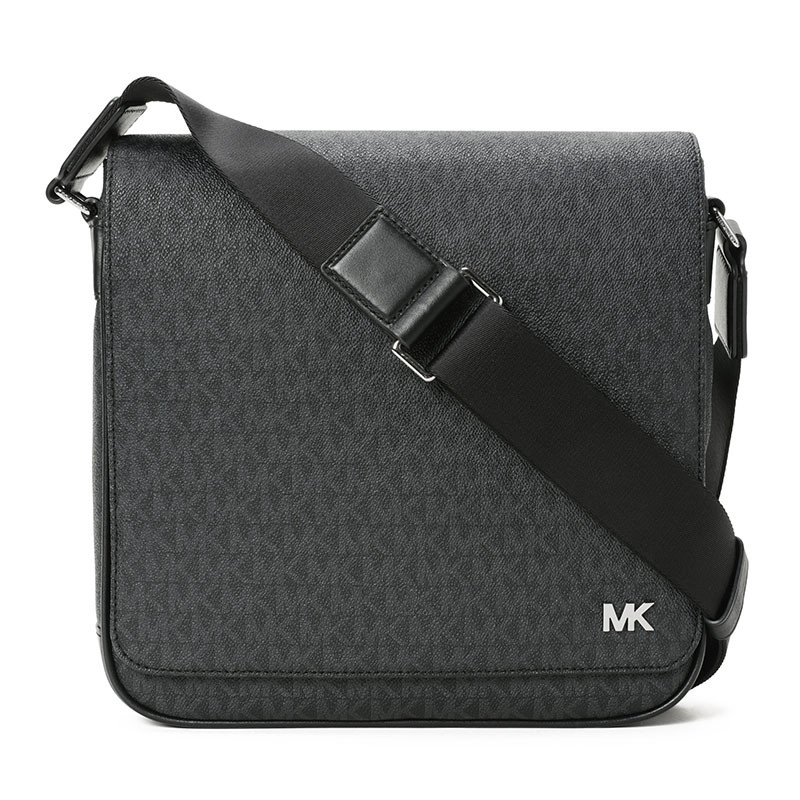 MK Jet Set Mens 邮差斜挎包 中号 印花LOGO款 黑色