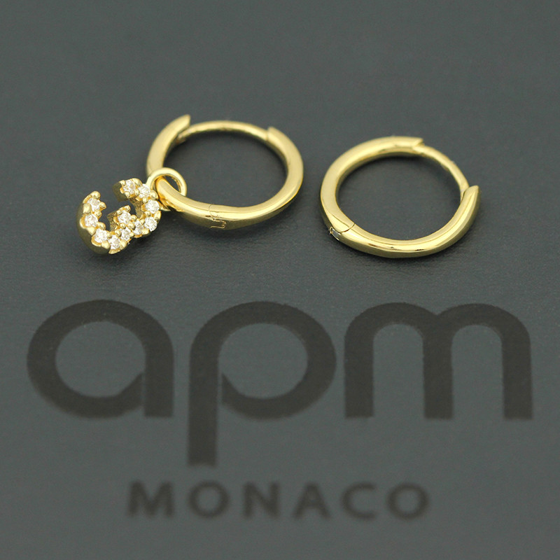 apm MONACO不对称复古幸运数字耳环 时尚金3
