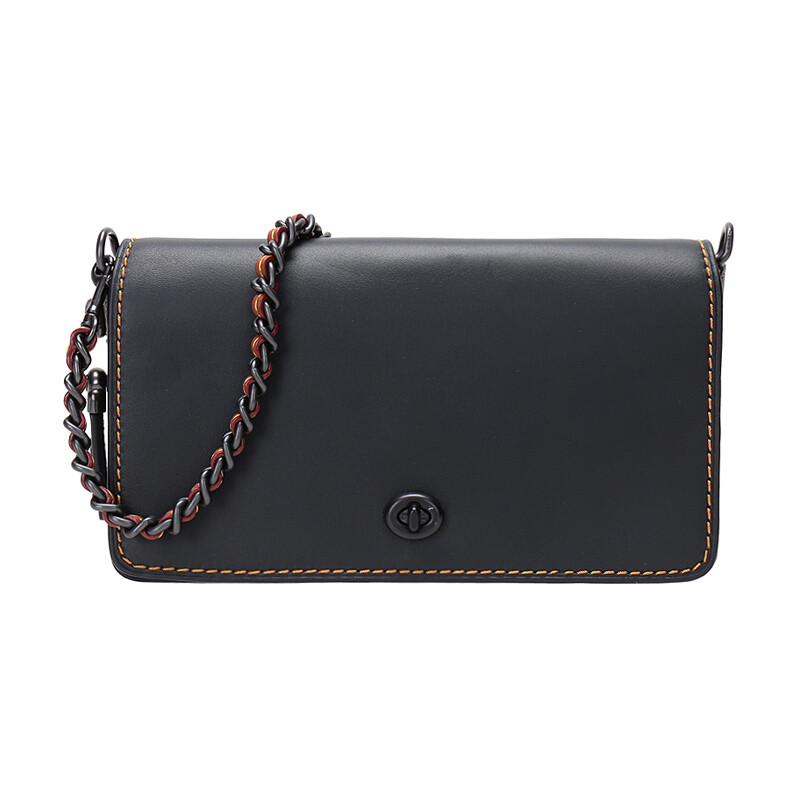 COACH 蔻驰 奢侈品 女士专柜款黑色皮革单肩斜挎链条包 55149 BPBLK 黑色