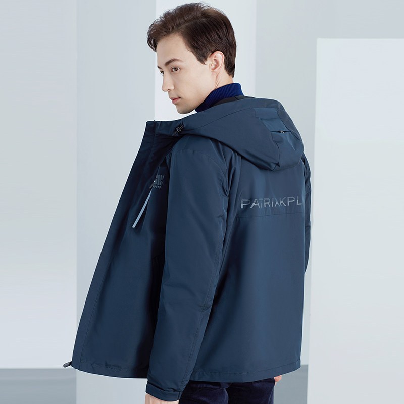 雅鹿反季羽绒服男短款2019新款保暖白鸭绒加厚连帽休闲商务男士y_1 190/3XL 墨绿