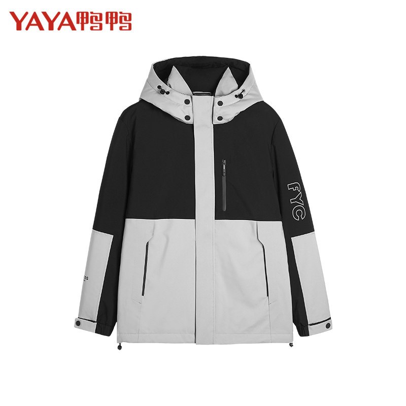 鸭鸭男装2019秋冬新短款羽绒服可脱卸帽休闲外套经典系列A-521113 180/96A 米灰