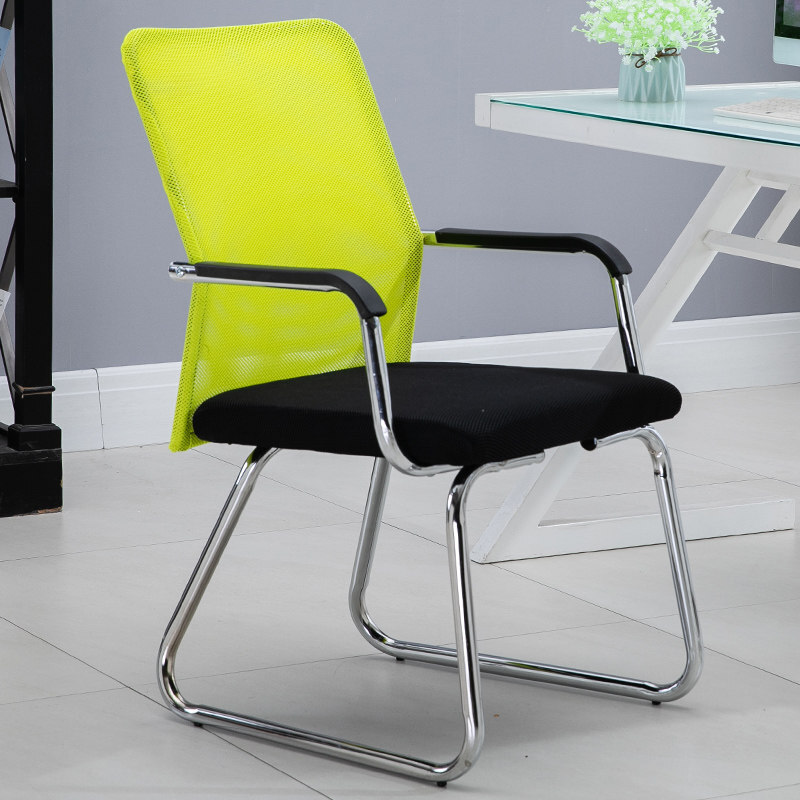 新款创意电脑椅舒适钢制电脑椅简约透气弓形椅简易家用办公椅人体工学座椅网布老板椅职员椅子 绿网