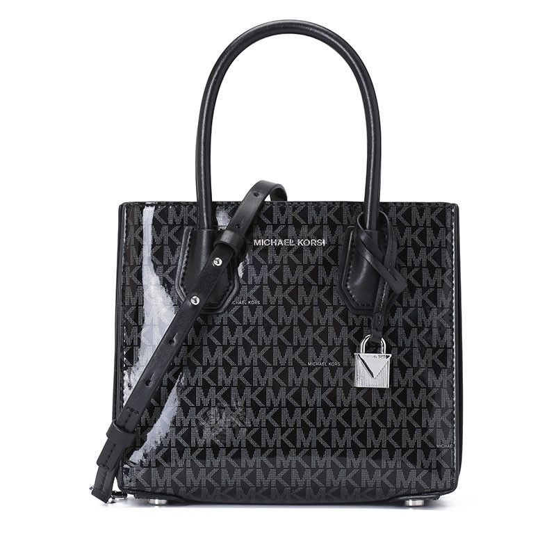 MK Mercer 风琴款手拎包 中号 印花LOGO款 黑色