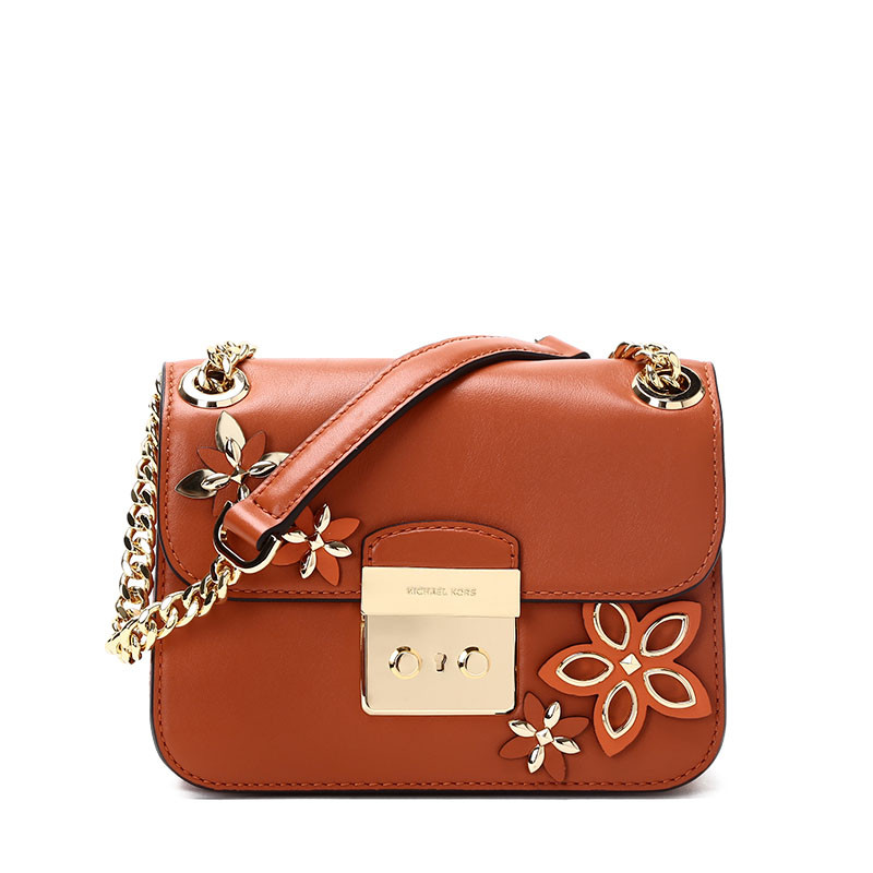 Michael Kors/迈克·科尔斯 女士Flowers花朵铆钉链条斜挎包 30H6GFAL1L 橘橙色
