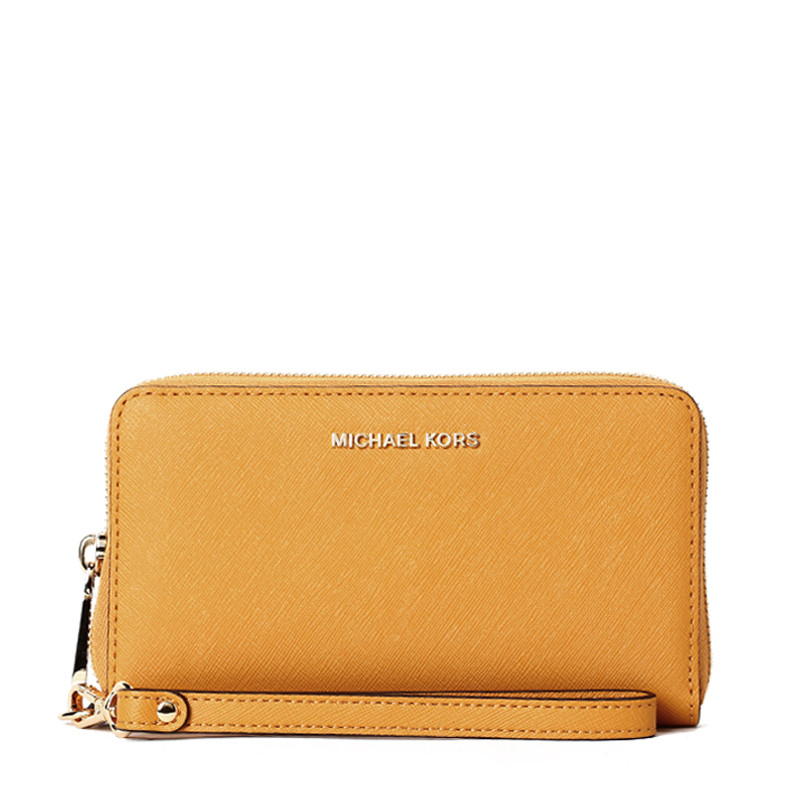 Michael Kors/迈克·科尔斯 女士Jet Set Travel中长款腕带拉链钱包 32H4GTVE9L 向日葵黄