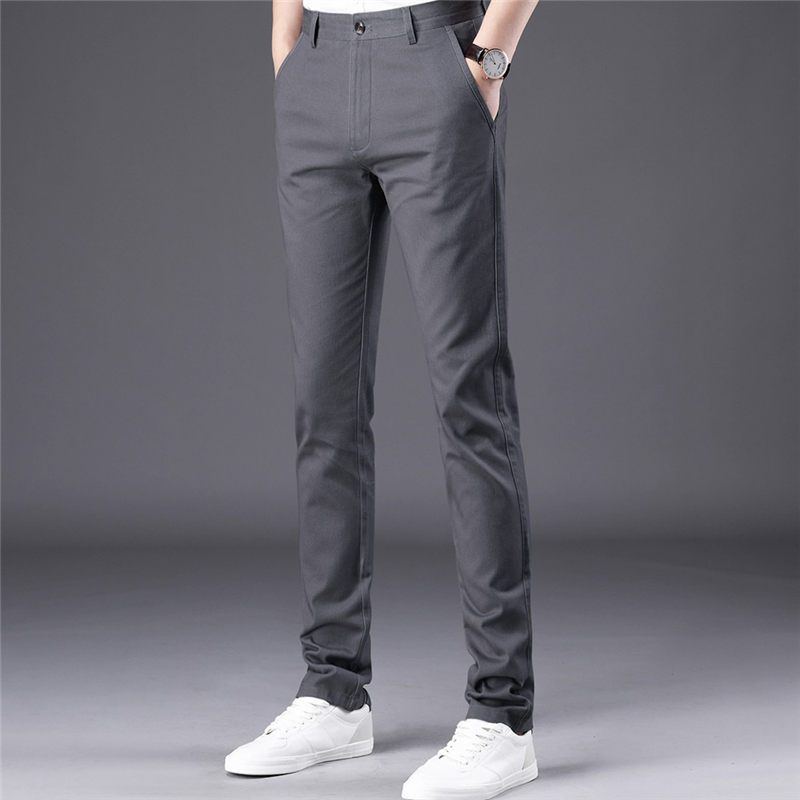 【自营】杰米克 基础百搭休闲裤男舒适商务休闲棉质纯色直筒裤男士休闲裤 31 灰色