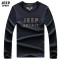 JEEP/吉普长袖T恤男2019秋季新品圆领T恤商务休闲印花长袖体恤打底衫A245 M 蓝色