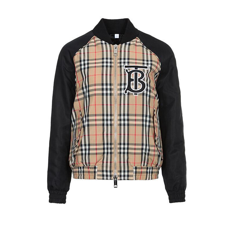 BURBERRY 博柏利 女款Vintage格纹聚酯纤维薄棉飞行夹克外套上衣 8011533 黑色 06