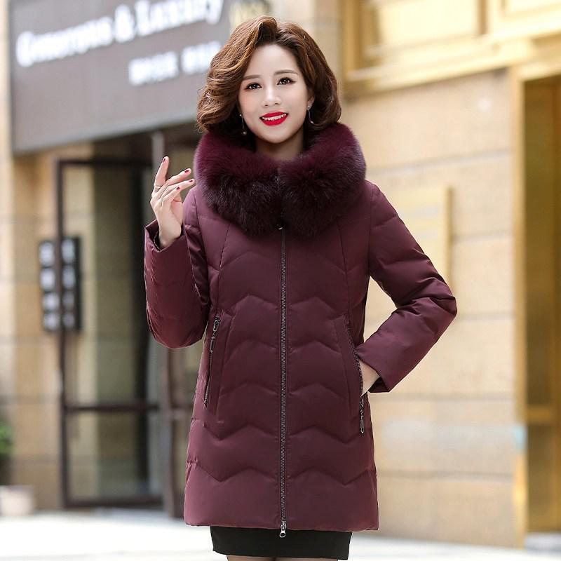 雪中飞中年妈妈装冬装外套中长款中老年羽绒服女加厚40-50岁衣服 深紫色 180/100A(2XL)