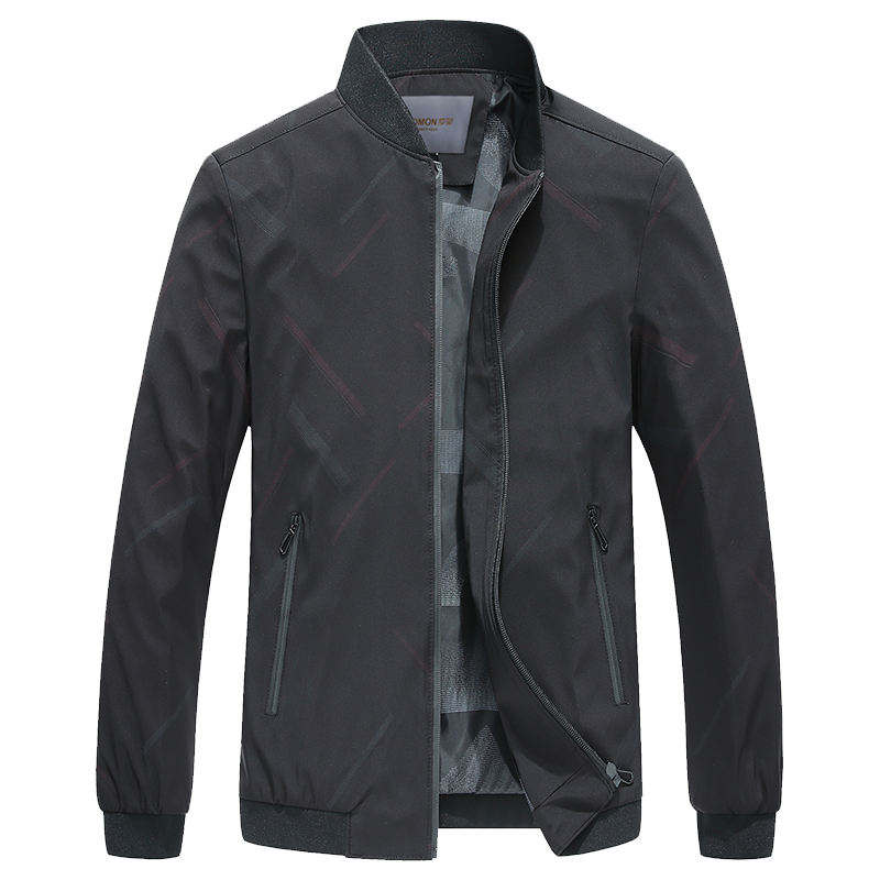 罗蒙( ROMON)秋季男士商务休闲常规夹克 9JK940019 2XL 黑色