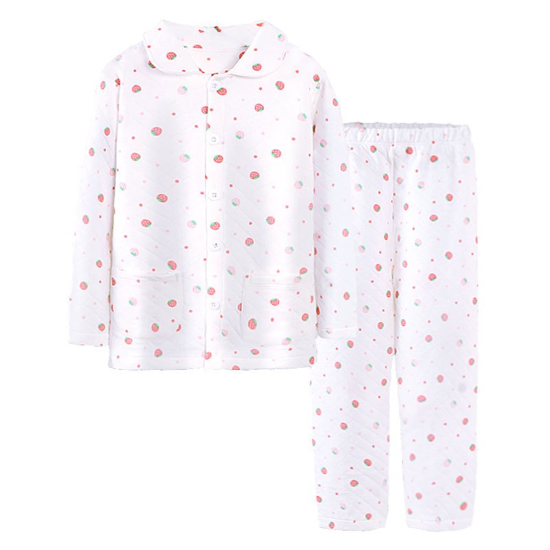 南极人儿童家居服套装保暖睡衣女童睡衣套装上衣裤子两件装家居服 150cm 白色