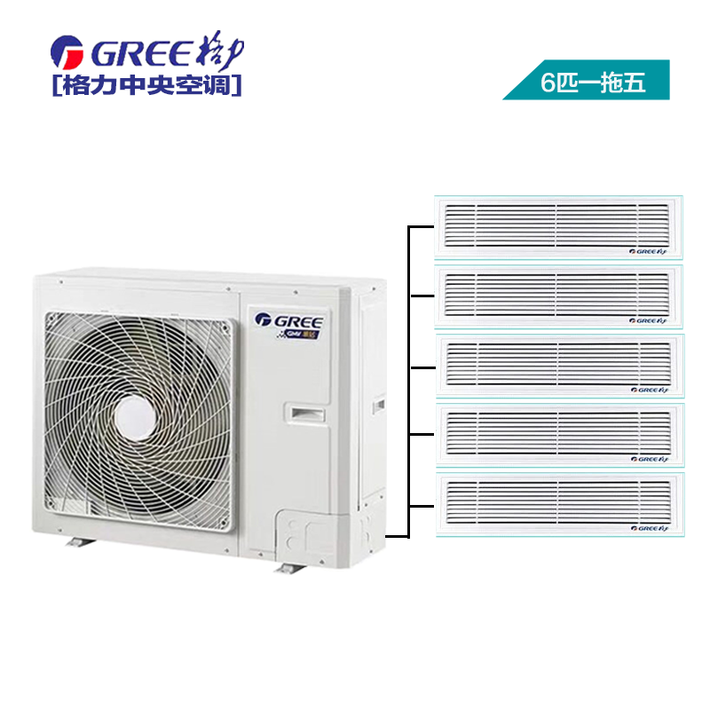 格力（GREE）中央空调6匹一拖五套组 一级能效变频 多联风管嵌入式空调 雅居系列 GMV-H140WL/F