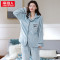 南极人女士秋冬家居服套装 L 湖蓝抽条爱心507