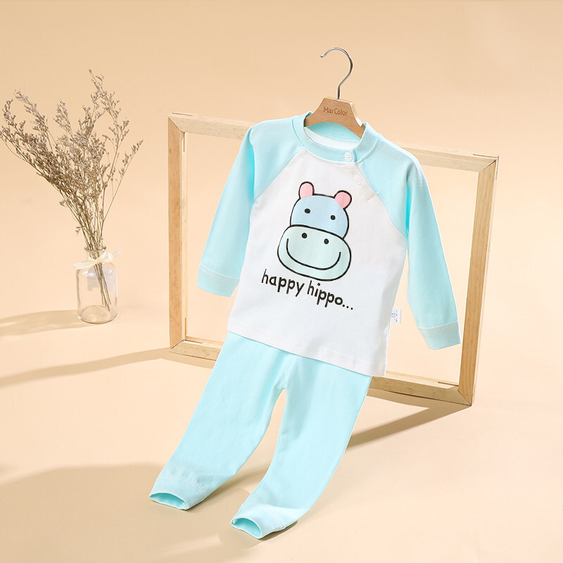 迪鲁奥（DILUAO)【新款上新】婴儿套装婴儿衣服春秋冬季套装女宝宝秋衣秋裤男儿童长袖内衣套装纯棉睡衣秋季同款_460 河马【套头】 100cm(100cm【不可开裆】)