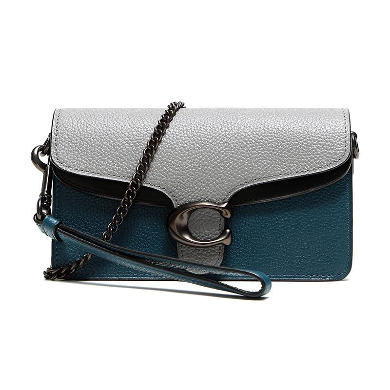 COACH 蔻驰 奢侈品 女士皮革手拿包单肩斜挎包 76199 V5MVS-灰色孔雀蓝多色
