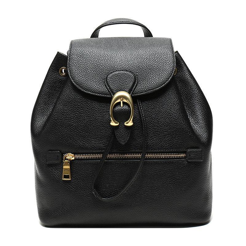 COACH 蔻驰 奢侈品 女士抛光鹅卵石皮革EVIE双肩背包 68380 B4.BK-黑色