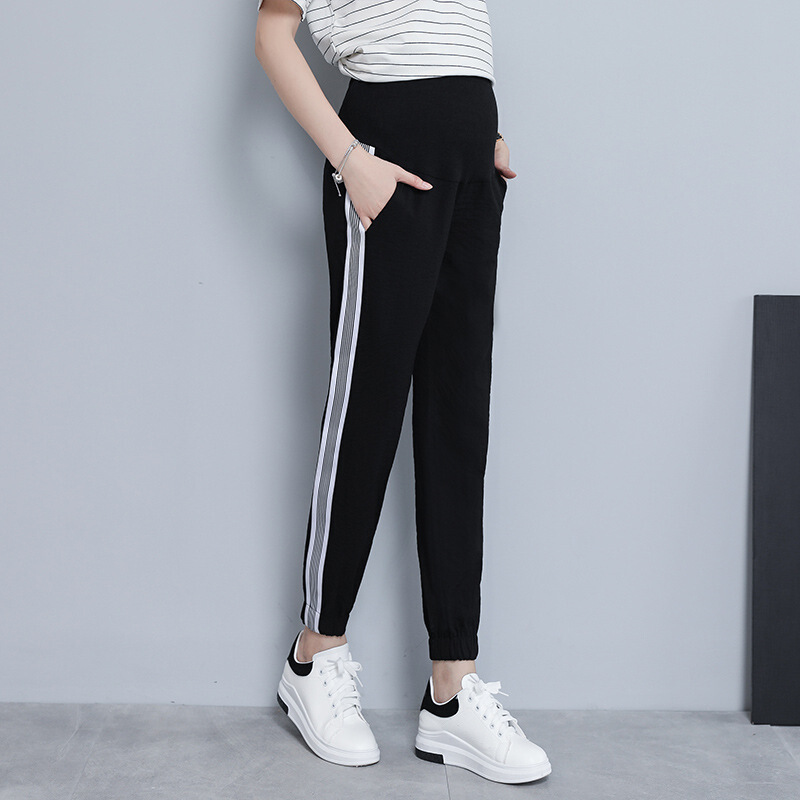 迪鲁奥（DILUAO)新款上市孕妇裤子夏季薄款外穿宽松春秋打底运动裤雪纺休闲裤长裤夏装_793 886款-黑色 L