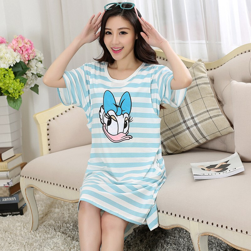 迪鲁奥（DILUAO)短袖孕妇裙夏季薄纯棉月子裙产后外出哺乳裙宽松喂奶裙大码连衣裙_127 蓝条鸭裙-182 其它尺码