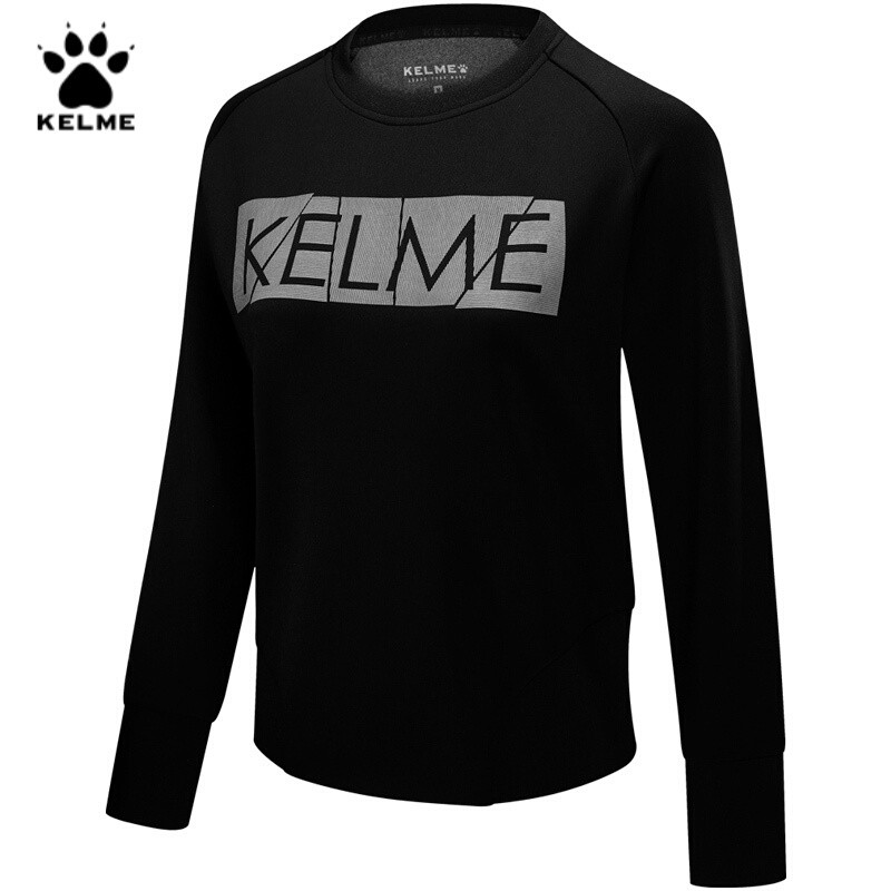 KELME卡尔美2018春季新款时尚保暖运动卫衣女圆领简约套头衫 XL/170 黑色