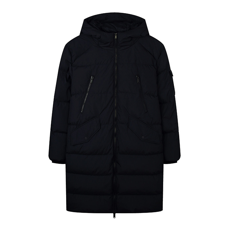 KELME卡尔美冬季新款羽绒服女中长款连帽防风保暖外套 M/160 黑色