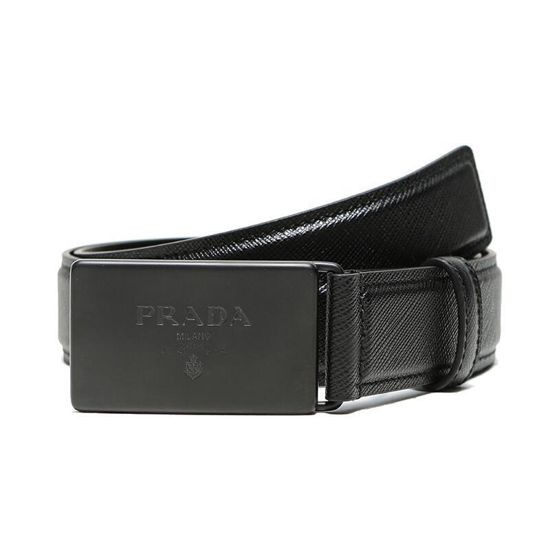 PRADA 普拉达 男款皮革板扣式皮带腰带 2CM199 053 F0002-黑色 75cm