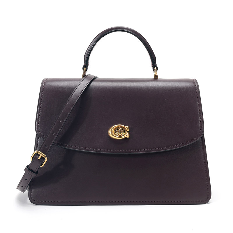 COACH 蔻驰 奢侈品 女士专柜款皮质手提包单肩斜挎包 69519 B4OXB-暗红色
