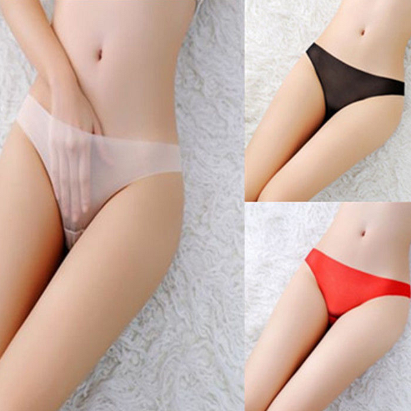 串得起2019新纯色简约情趣内裤女一片式无痕薄纱透视内裤日系性感极度诱惑 白色+黑色+红色 均码