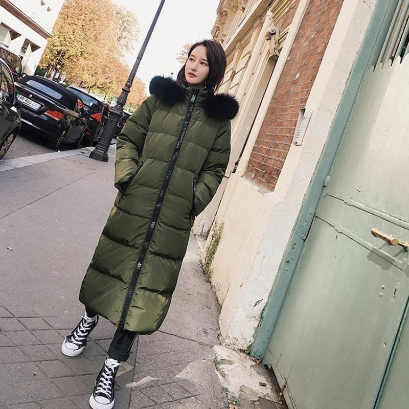 7M莫丽菲尔新款韩版时尚加厚秋冬百搭超大毛领羽绒服女70008152_1 L建议(115斤-130斤) 军绿