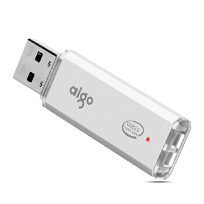 【精选】爱国者（aigo）U320 电脑高速128GU盘 USB3.0 小巧便携闪充金属亮银优盘 银色