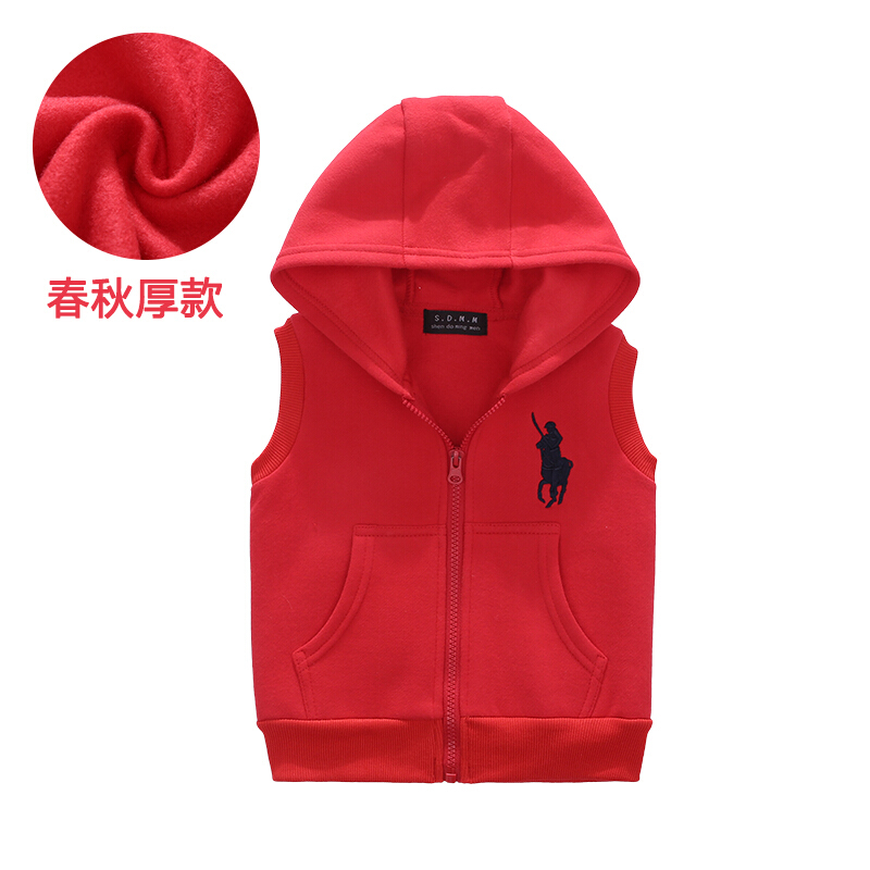 迪鲁奥（DILUAO)2019新款儿童马甲背心春婴儿坎肩薄款女宝宝小童外套男童马夹潮Sy 红色春秋稍厚款 吊100码(身高95cm)