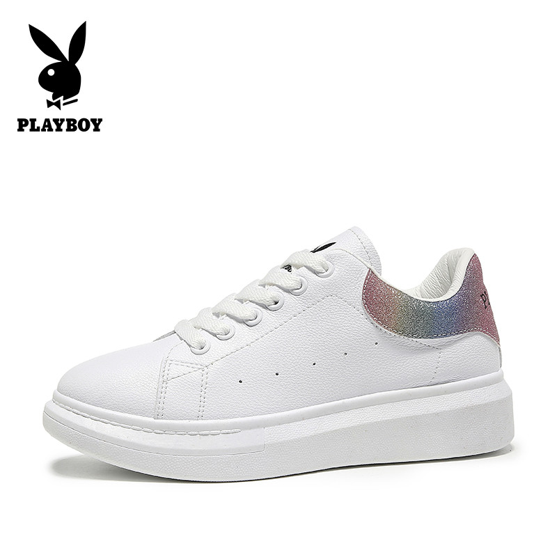 PLAYBOY/花花公子小白鞋女秋季休闲韩版百搭鞋子女厚底板鞋内增高女鞋L20289252 彩色 40码