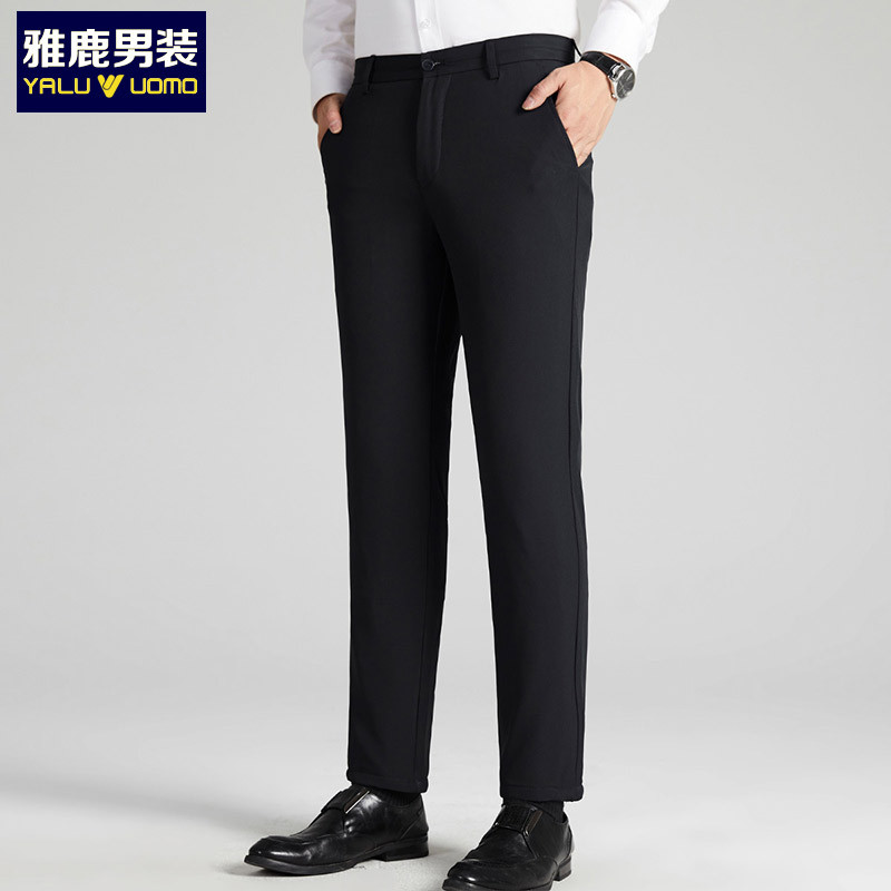 雅鹿男装羽绒裤男90白鸭绒冬季新品商务休闲弹力修身羽绒长裤1036KE09005 33(170/84A) S1(黑色)
